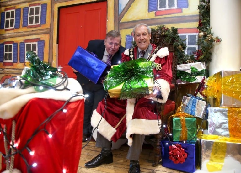 The Mayor and Alderman Porter at the Victorian Grotto at Lisburn Museum