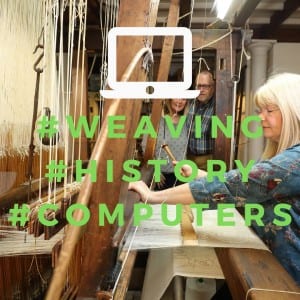 Weaving early computer jacquard loom