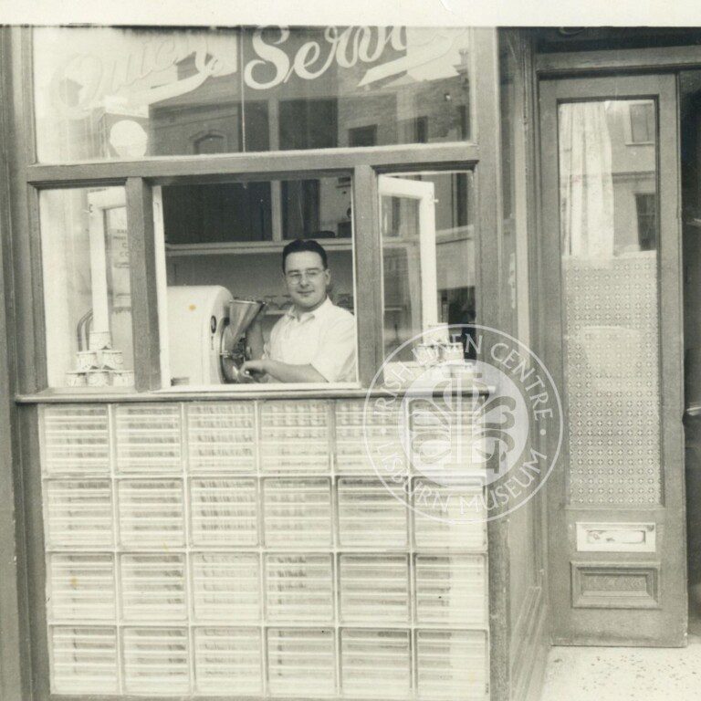 A photo of Dominic Ginesi at the soft scoop ice cream counter, Lisburn