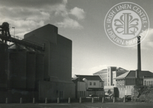 view of Jordans flour mill with Stewarts spinning mill and Chimney in background 1984